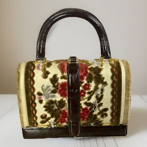 Vintage 1950s Tano Of Madrid Handbag Made in Spain  Tapestry Hard Shell Bag